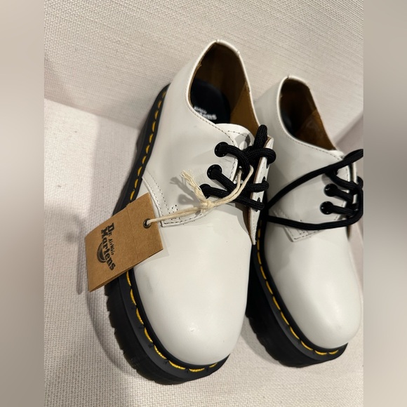 NWT; Dr Martens 1461 Quad Retro White Smooth Platform Women